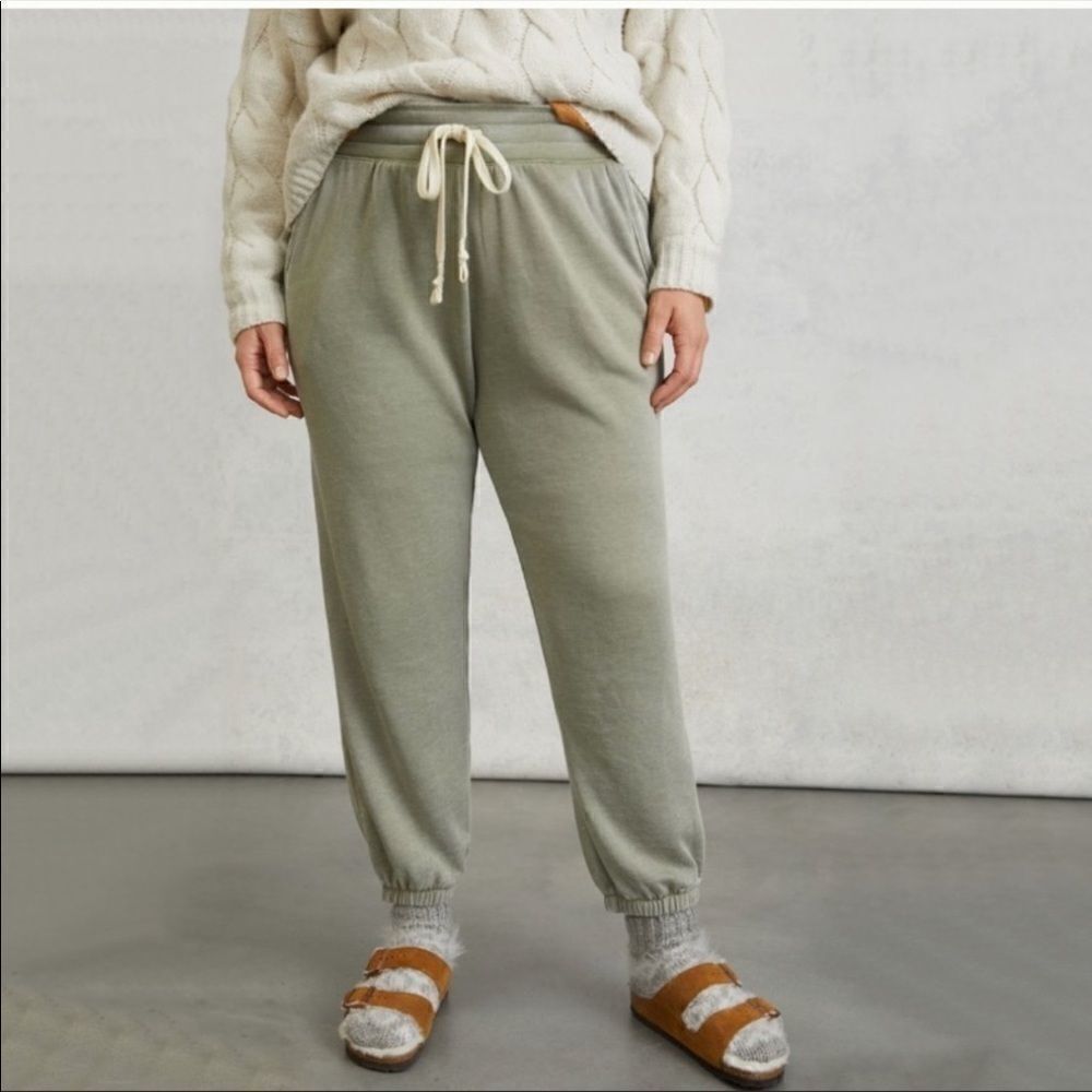 Anthro Camilla Light Olive Knit Joggers
